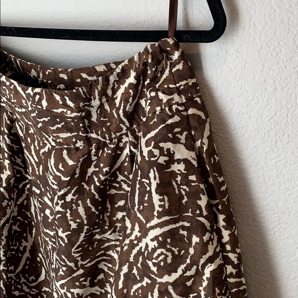 Silk Brown & White Abstract Floral Bell Skirt - Picture 5 of 10